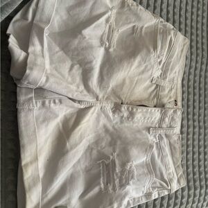 White Distressed Denim Shorts